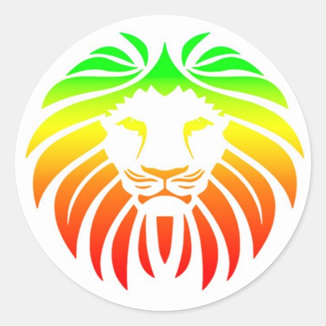Rasta Lion Head Runder Aufkleber (Vorderseite)
