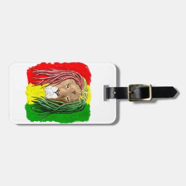 Rasta Lion Jamaican Reggae Flag Gepäckanhänger (Vorderseite horizontal)