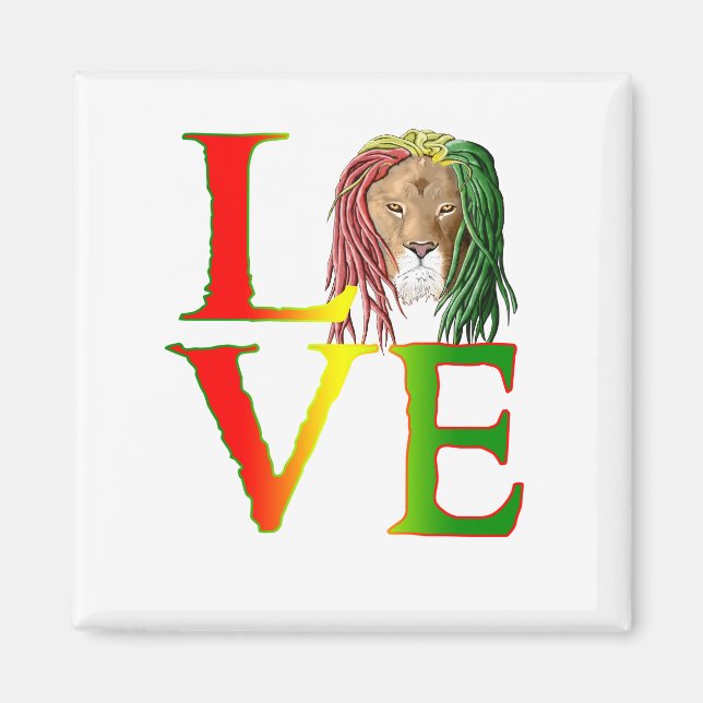 Rasta Lion Jamaican Reggae Liebe Magnet (Vorne)