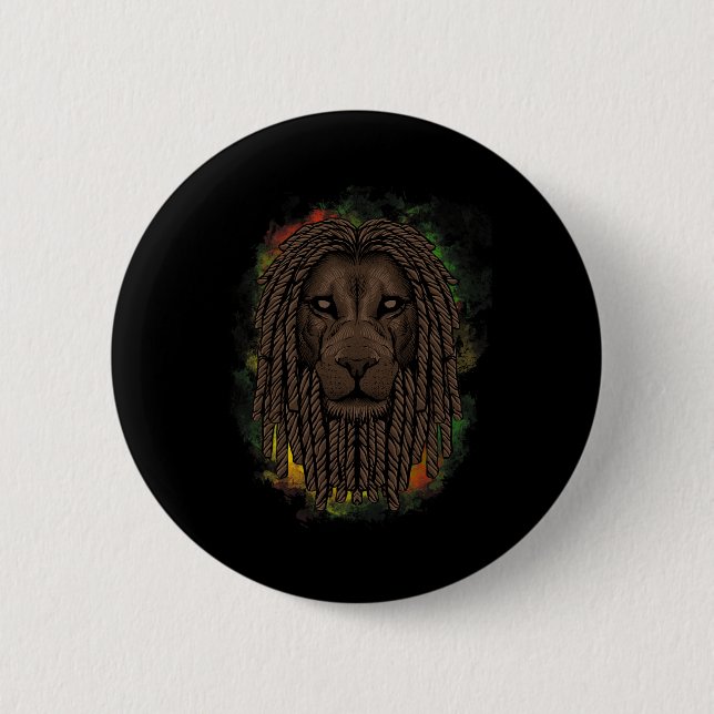 Rasta Lion mit Dreads - Zeigen Sie Ihren Stolz und Button (Vorderseite)