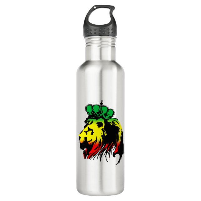Rasta Lion of Judah Edelstahlflasche (Vorderseite)