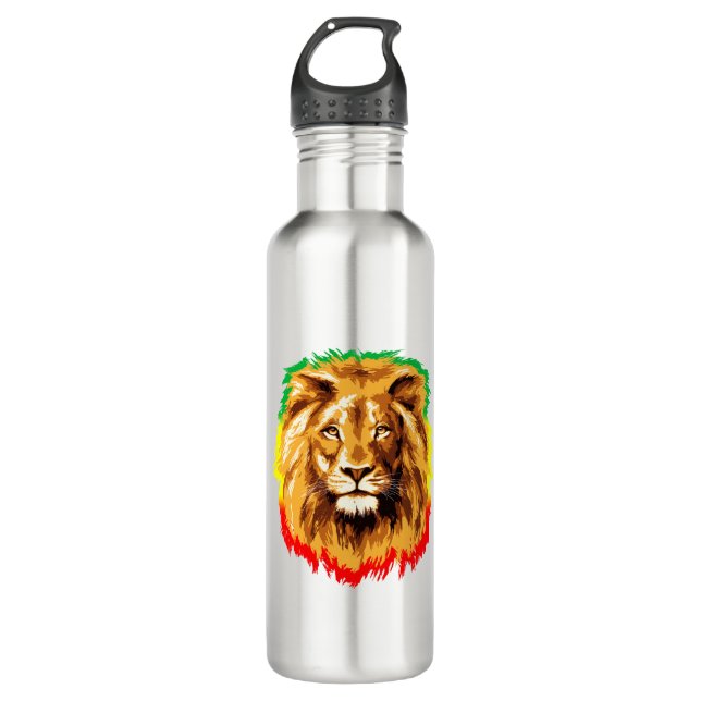 Rasta Lion of Judah Edelstahlflasche (Vorderseite)