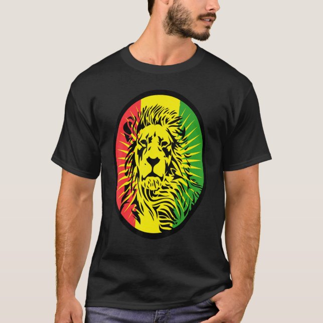 Rasta Lion Reggae Dreadlocks Profil für Rastafari T-Shirt (Vorderseite)