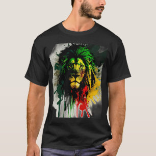 Rasta Lion Stylish Rastafari Wassercolor Paint Reg T-Shirt