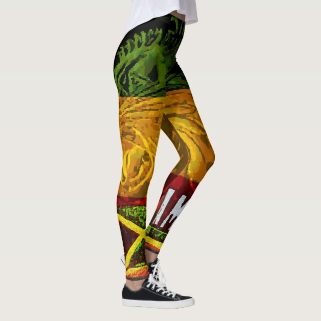 Rasta Lion von Juda Leggings mit jamaikanischer Fl (Rechts)