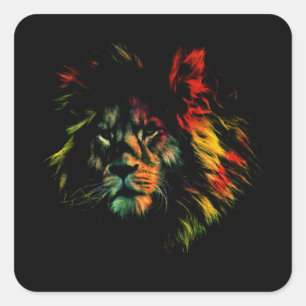 Rasta Löwe Quadratischer Aufkleber