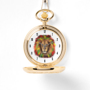 Rasta Löwe rot grün zeichnend Jamaika Armbanduhr