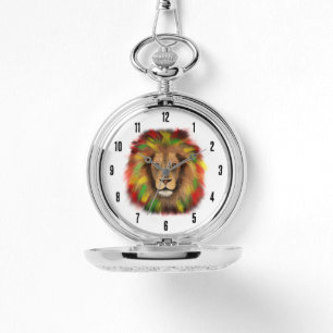Rasta Löwe rot grün zeichnend Jamaika Armbanduhr