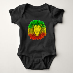 Rasta Löwe rot grün zeichnend Jamaika Baby Strampler