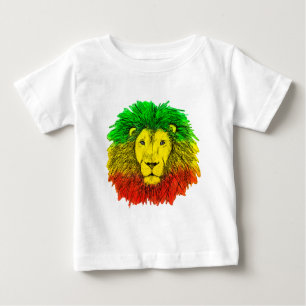 Rasta Löwe rot grün zeichnend Jamaika Baby T-shirt