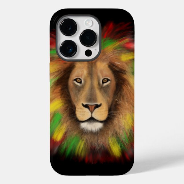 Rasta Löwe rot grün zeichnend Jamaika Case-Mate iPhone Hülle (Rückseite)