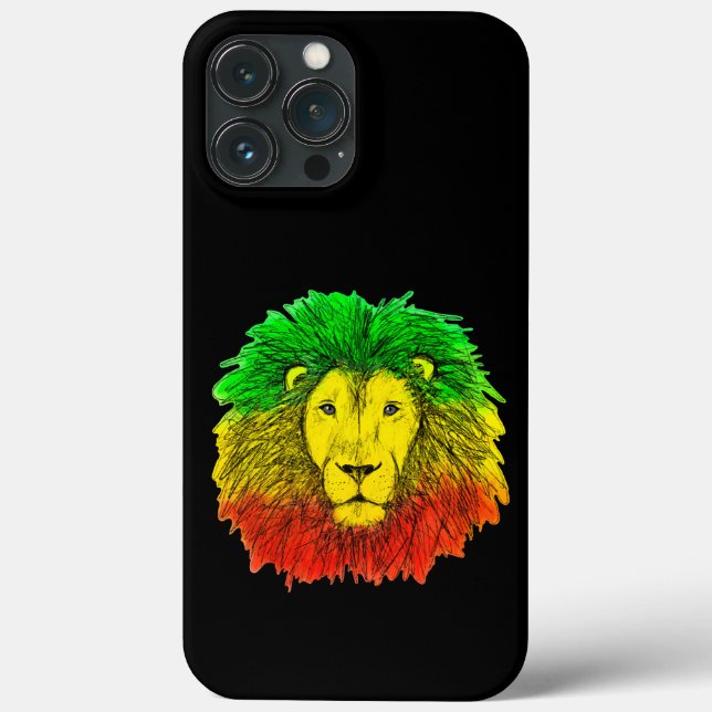 Rasta Löwe rot grün zeichnend Jamaika Case-Mate iPhone Hülle (Rückseite)