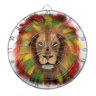 Rasta Löwe rot grün zeichnend Jamaika Dartscheibe