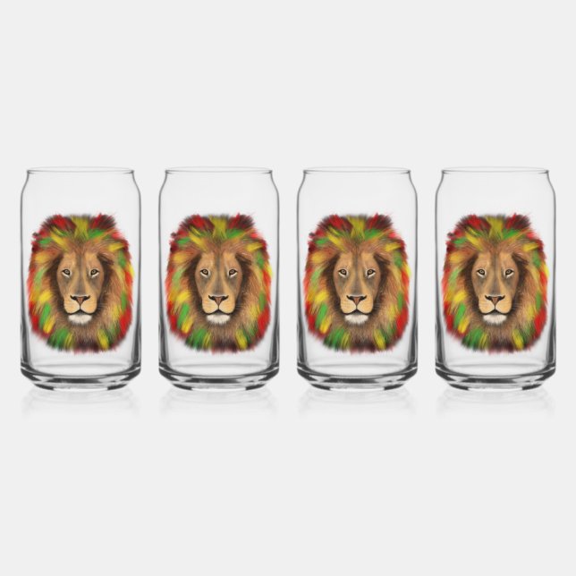 Rasta Löwe rot grün zeichnend Jamaika Dosenglas (Vorderseite)