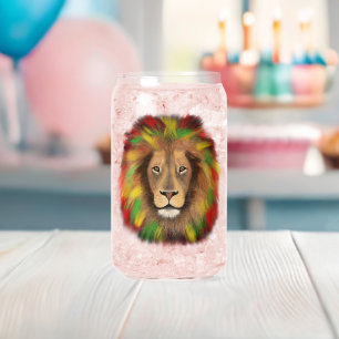 Rasta Löwe rot grün zeichnend Jamaika Dosenglas