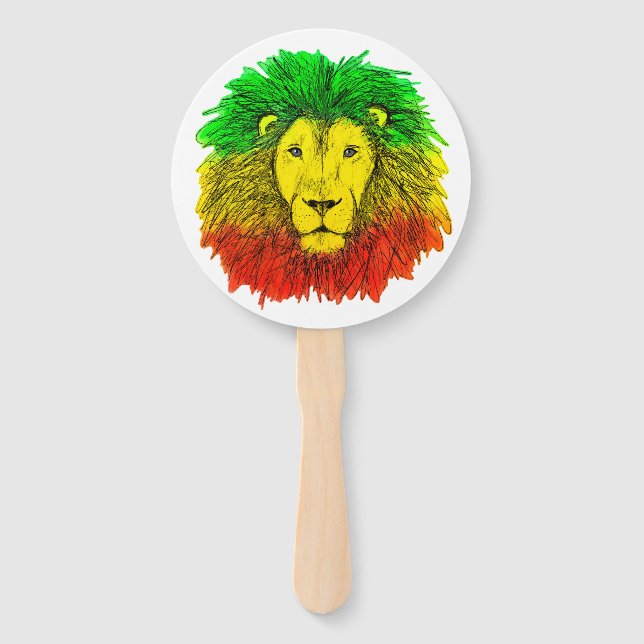 Rasta Löwe rot grün zeichnend Jamaika Fächer (Vorderseite)