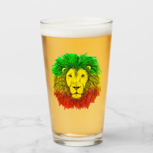 Rasta Löwe rot grün zeichnend Jamaika Glas
