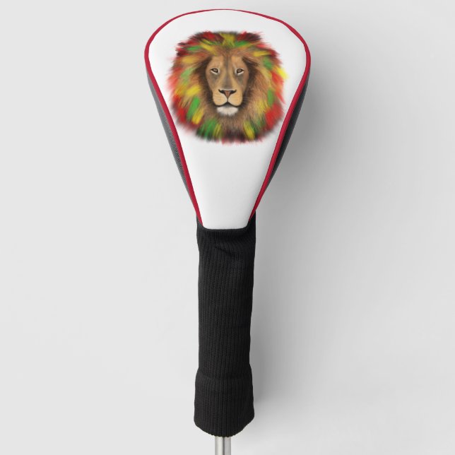 Rasta Löwe rot grün zeichnend Jamaika Golf Headcover (Vorderseite)