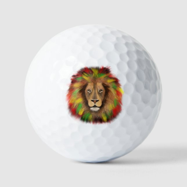 Rasta Löwe rot grün zeichnend Jamaika Golfball (Vorderseite)