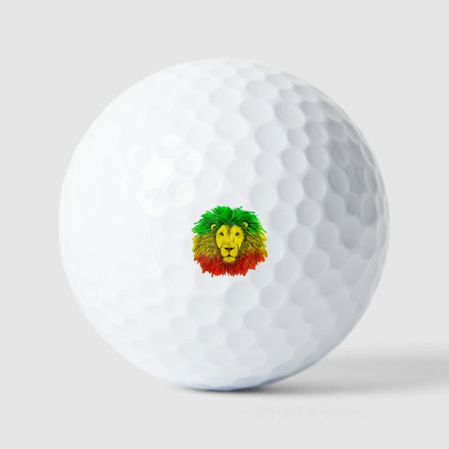 Rasta Löwe rot grün zeichnend Jamaika Golfball (Vorderseite)