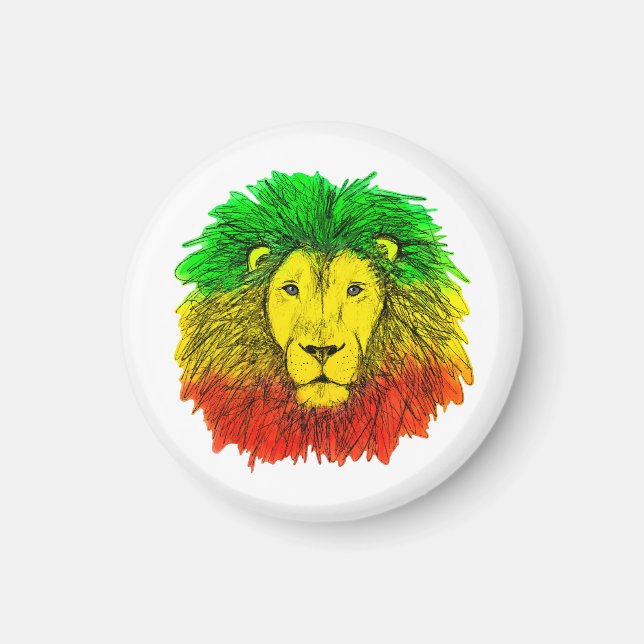 Rasta Löwe rot grün zeichnend Jamaika Magnet (Vorne)