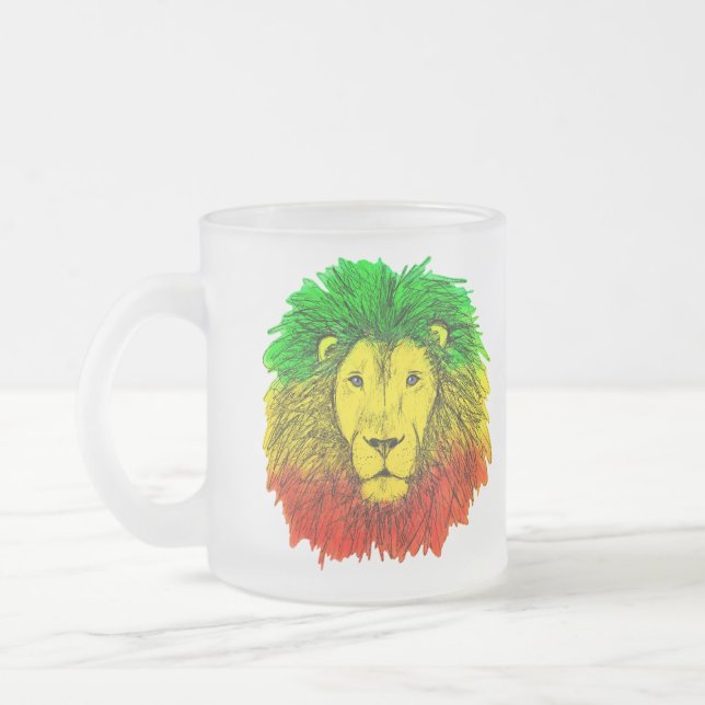 Rasta Löwe rot grün zeichnend Jamaika Mattglastasse (Links)