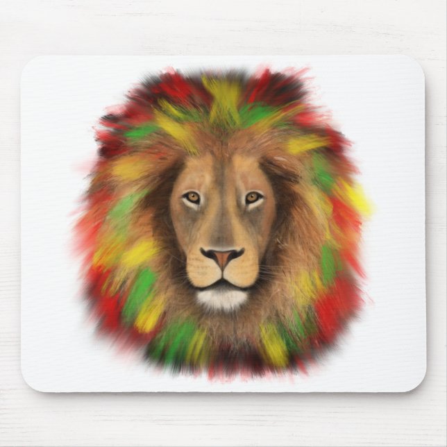 Rasta Löwe rot grün zeichnend Jamaika Mousepad (Vorne)