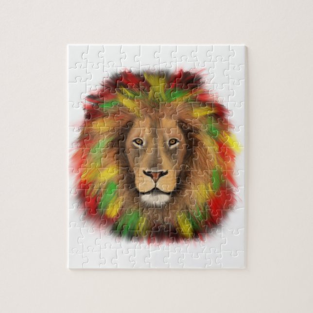 Rasta Löwe rot grün zeichnend Jamaika Puzzle (Vertikal)