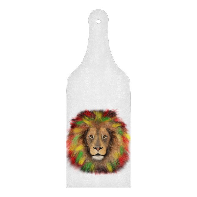 Rasta Löwe rot grün zeichnend Jamaika Schneidebrett (Vorderseite)