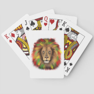 Rasta Löwe rot grün zeichnend Jamaika Spielkarten