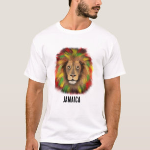 Rasta Löwe rot grün zeichnend Jamaika T-Shirt