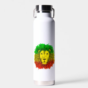 Rasta Löwe rot grün zeichnend Jamaika Trinkflasche
