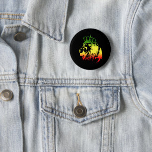 RASTA Löwe von Juda   Rot Gold Grün Button