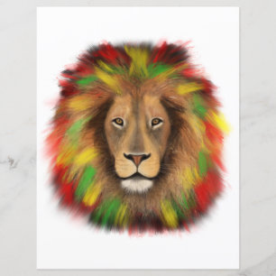 Rasta-Löwenkopf rot gelb grün Zeichnung Jamaika