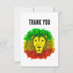 Rasta-Löwenkopf rot gelb grün Zeichnung Jamaika Dankeskarte
