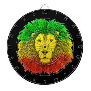 Rasta-Löwenkopf rot gelb grün Zeichnung Jamaika Dartscheibe
