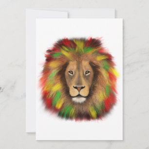 Rasta-Löwenkopf rot gelb grün Zeichnung Jamaika Einladung