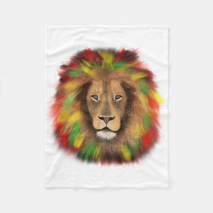 Rasta-Löwenkopf rot gelb grün Zeichnung Jamaika  Fleecedecke