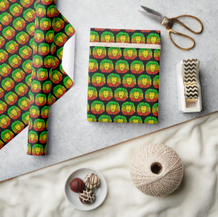 Rasta-Löwenkopf rot gelb grün Zeichnung Jamaika Geschenkpapier