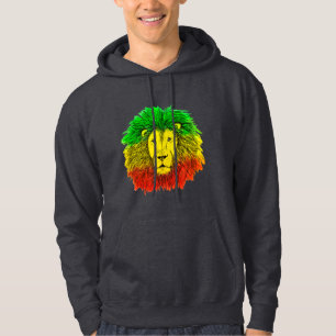Rasta-Löwenkopf rot gelb grün Zeichnung Jamaika Hoodie