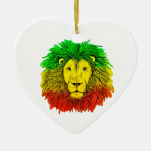 Rasta-Löwenkopf rot gelb grün Zeichnung Jamaika Keramik Ornament