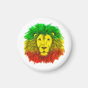Rasta-Löwenkopf rot gelb grün Zeichnung Jamaika  Magnet