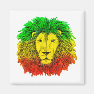 Rasta-Löwenkopf rot gelb grün Zeichnung Jamaika Magnet