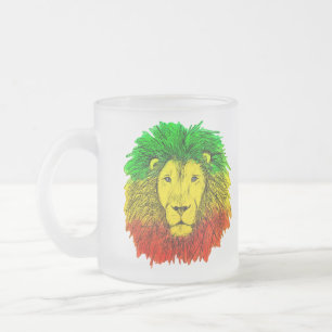 Rasta-Löwenkopf rot gelb grün Zeichnung Jamaika Mattglastasse