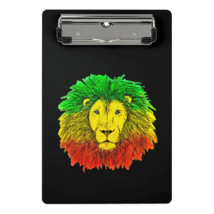 Rasta-Löwenkopf rot gelb grün Zeichnung Jamaika Mini Klemmbrett