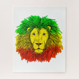 Rasta-Löwenkopf rot gelb grün Zeichnung Jamaika  Puzzle