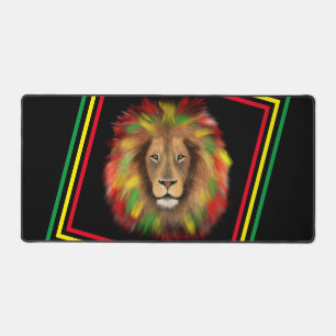 Rasta-Löwenkopf rot gelb grün Zeichnung Jamaika Schreibtischunterlage