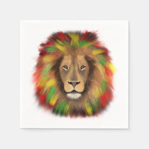 Rasta-Löwenkopf rot gelb grün Zeichnung Jamaika Serviette