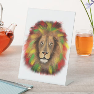 Rasta-Löwenkopf rot gelb grün Zeichnung Jamaika Sockelschild