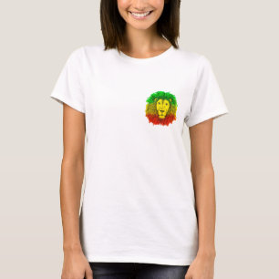 Rasta-Löwenkopf rot gelb grün Zeichnung Jamaika T-Shirt